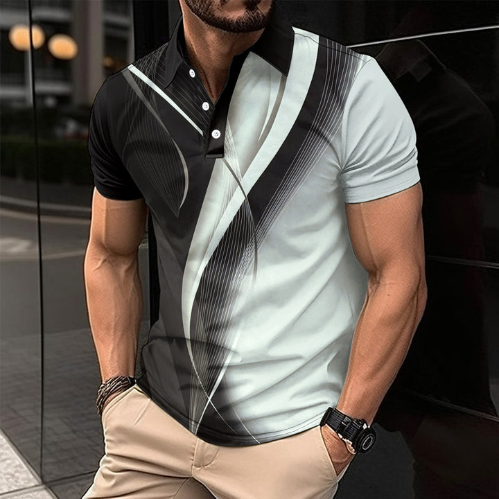 Herrer Poloshirt med moderne grafikdesign Stilla