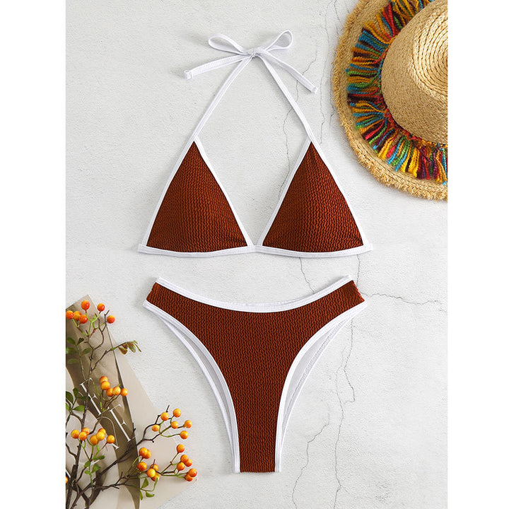 Dame Triangel-Bikini-Sæt med struktureret tekstur og elegant bindebånd Stilla