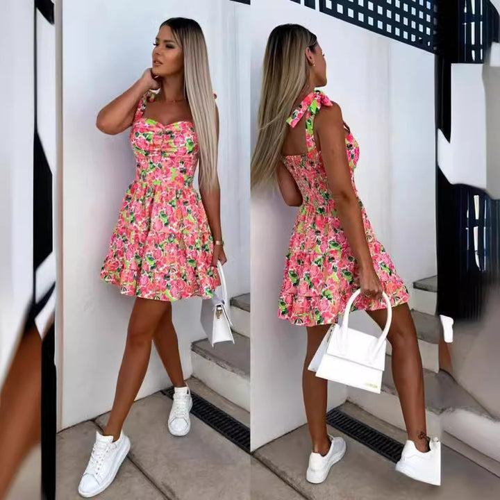 Dame sommerligt blomsterkjole i vintage-stil Stilla