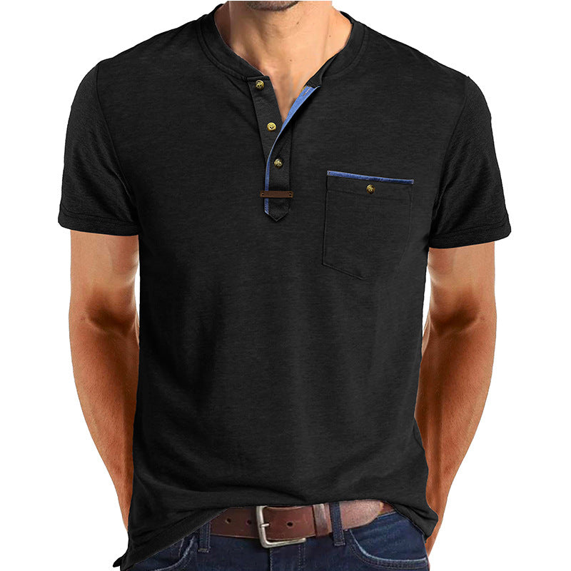 Herrer Kortærmet Henley T-shirt med modiske detaljer Stilla