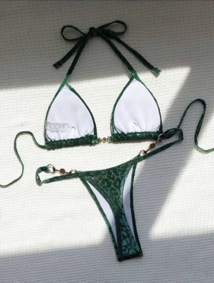 Dame Triangel-Bikini-Sæt med luksuriøs glans og elegant leoprint Stilla