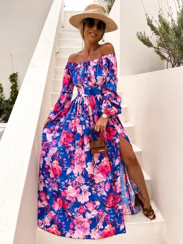 Dame Off-Shoulder Blomster Maxikjole Stilla