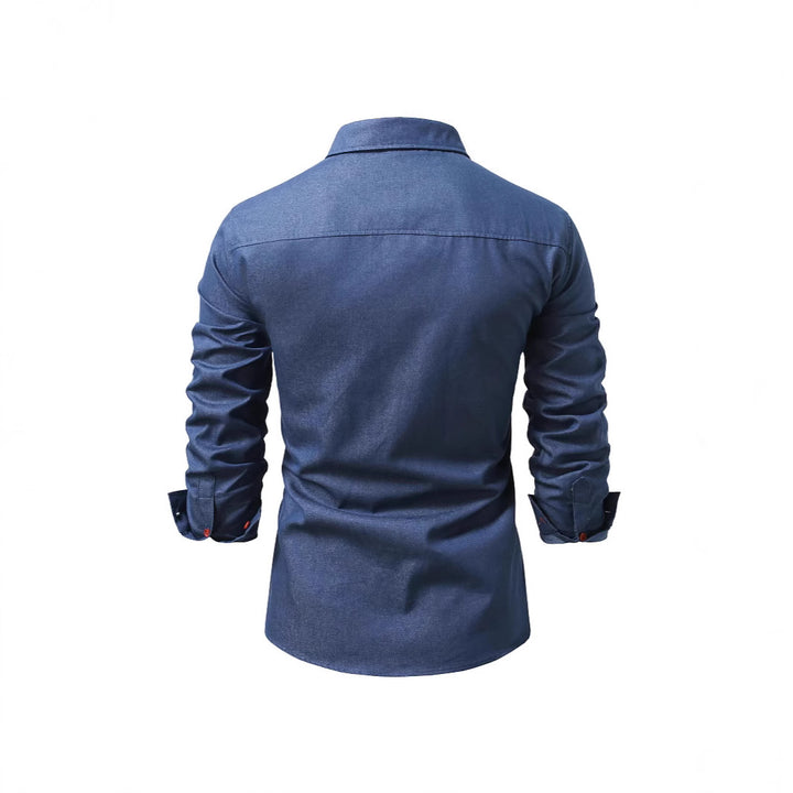 Herrer Denim-skjorte med dobbelte brystlommer Stilla