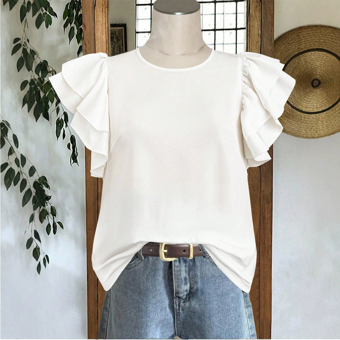 Damer Elegant Bluse med Rynkedetaljer Skovae