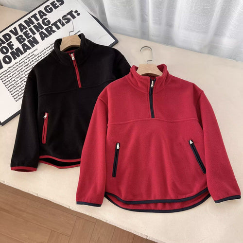 Kvinders fleece-pullover med høj krave og praktiske lynlåslommer Stilla