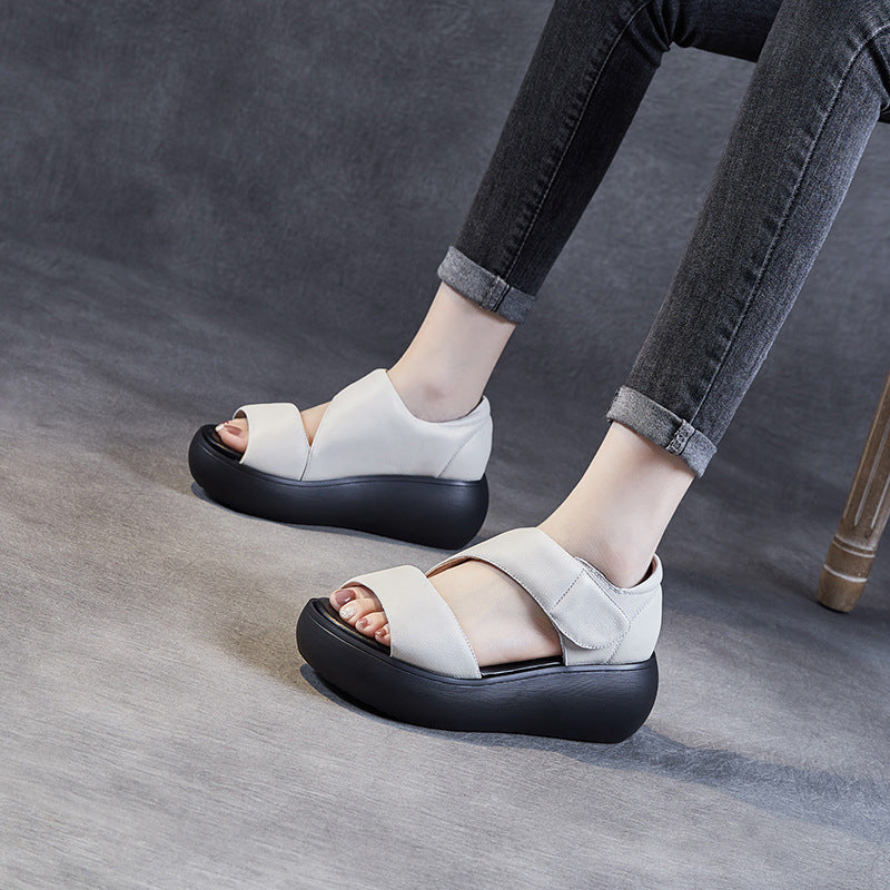 Damer Stilfulde Åben-Tå Platform Sandaler med Justerbare Stropper Stilla