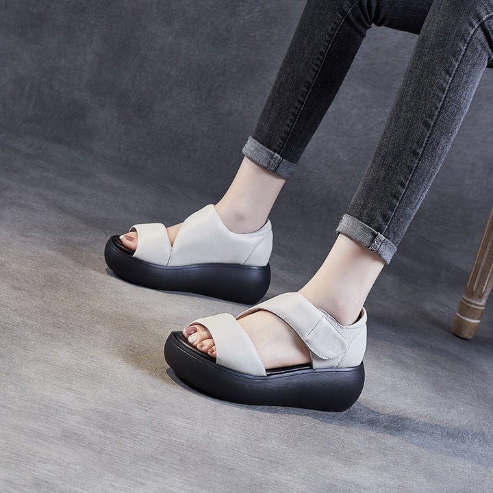 Damer Stilfulde Åben-Tå Platform Sandaler med Justerbare Stropper Stilla