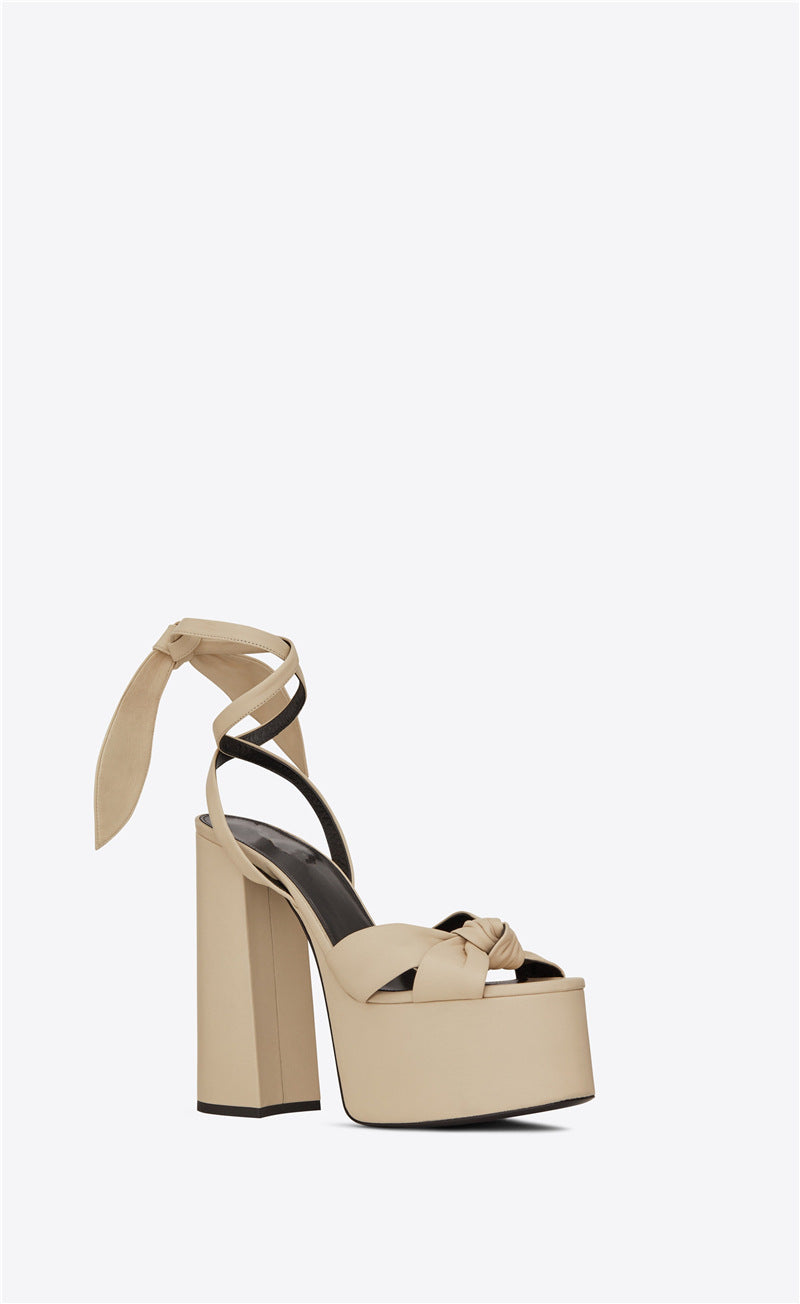 Dame Høj Plateau Slingback Sandaler med Sløjfedetalje Stilla