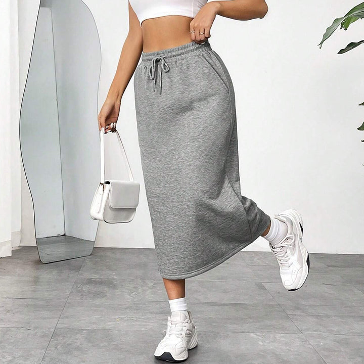 Dame sweatrock med elastisk talje og lommer Stilla