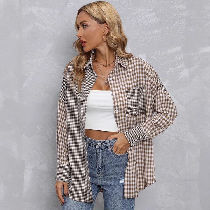 Dame Karo Skjorte i moderne Oversize-stil Stilla