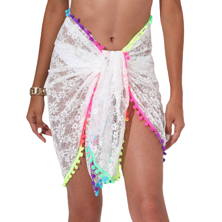 Dame Pom-Pom dekoreret spids Strand Sarong Indpakning Stilla