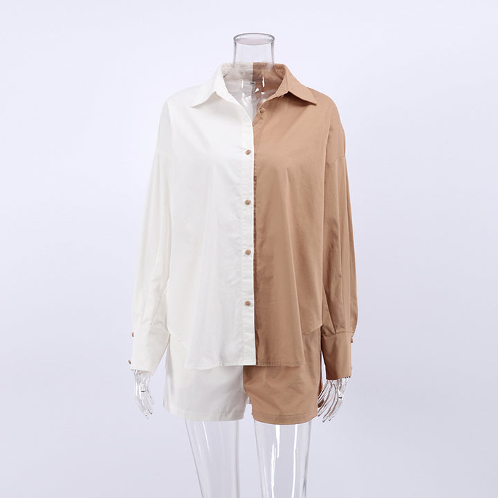 Dame Oversized Skjorte med asymmetrisk Snit og moderne Knapdetaljer Stilla
