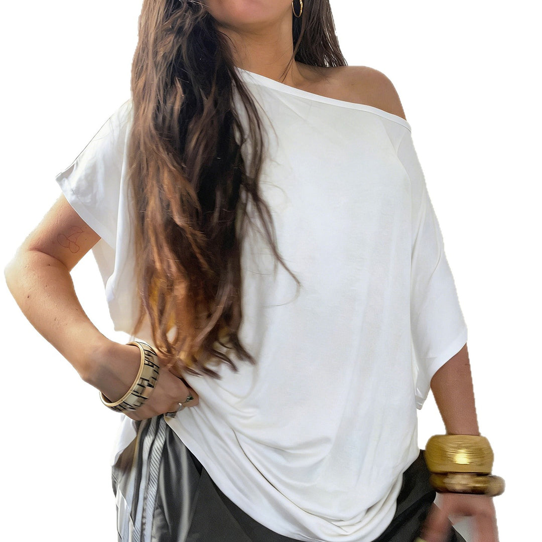 Dame afslappet oversized T-shirt i blødt jersey Skovae