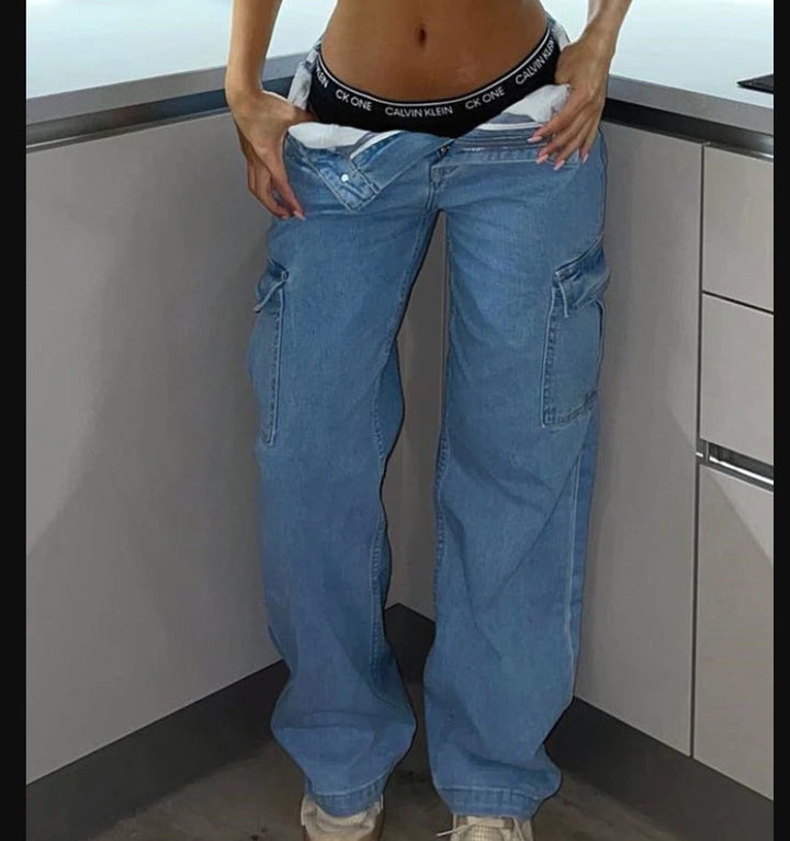 Dame Cargo-Jeans i afslappet stil Stilla