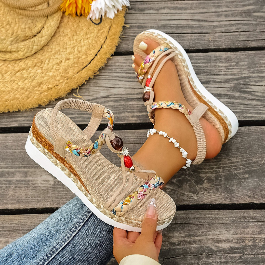 Dame Wedge-sandaler med farverige perleaccent og komfortabel kile sål Stilla