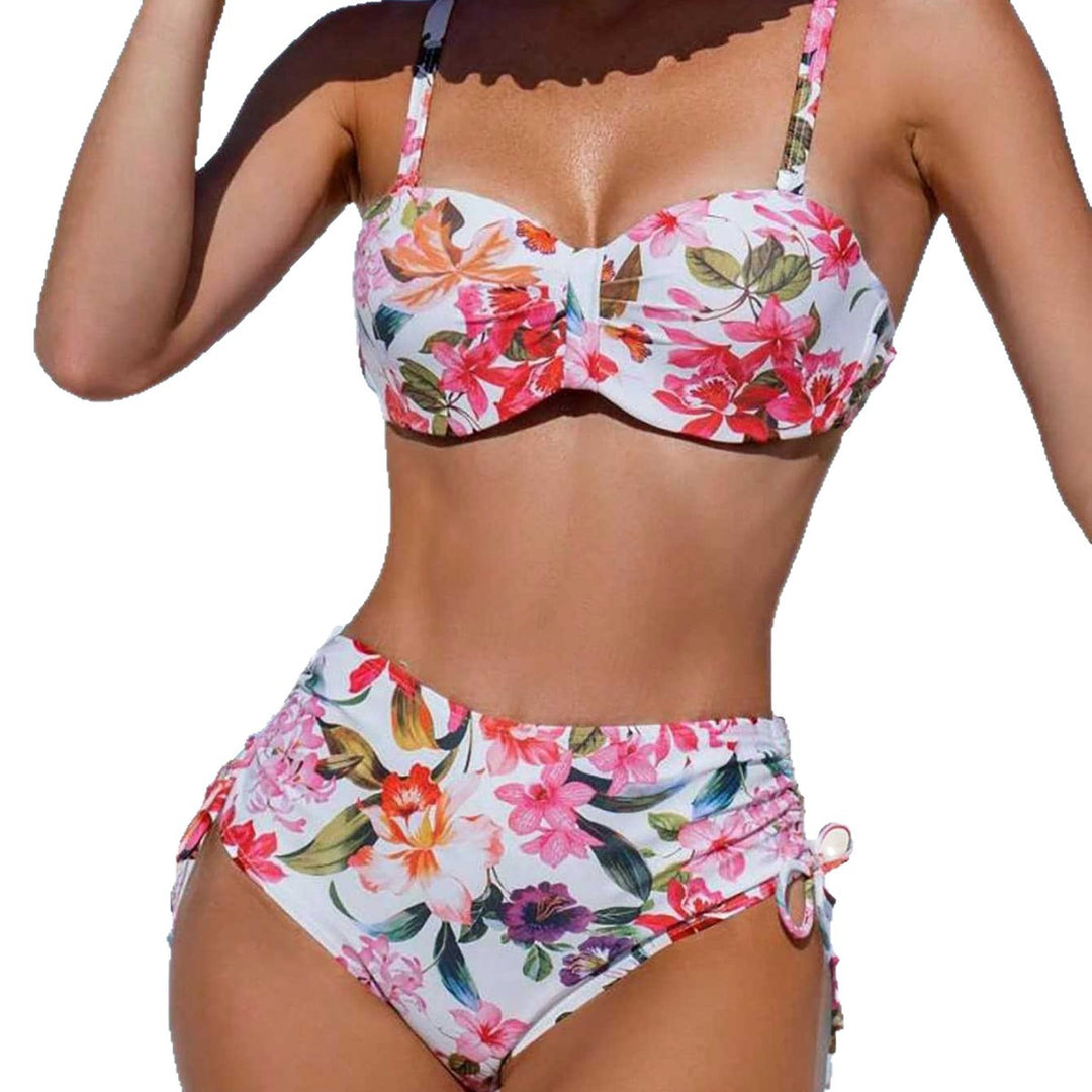 Dame Blomster Balconette-Bikini med Høj Talje Skovae