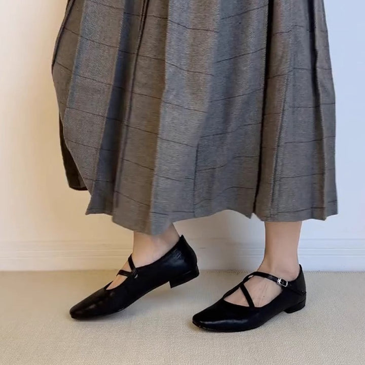 Dame Elegant Riemchen Mary Jane Ballerinas med justerbart ankelrem Stilla