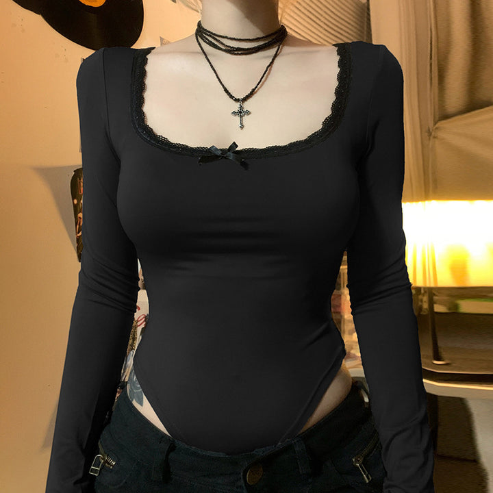 Dame Elegant Langærmet Bodysuit med pynteliste Skovae