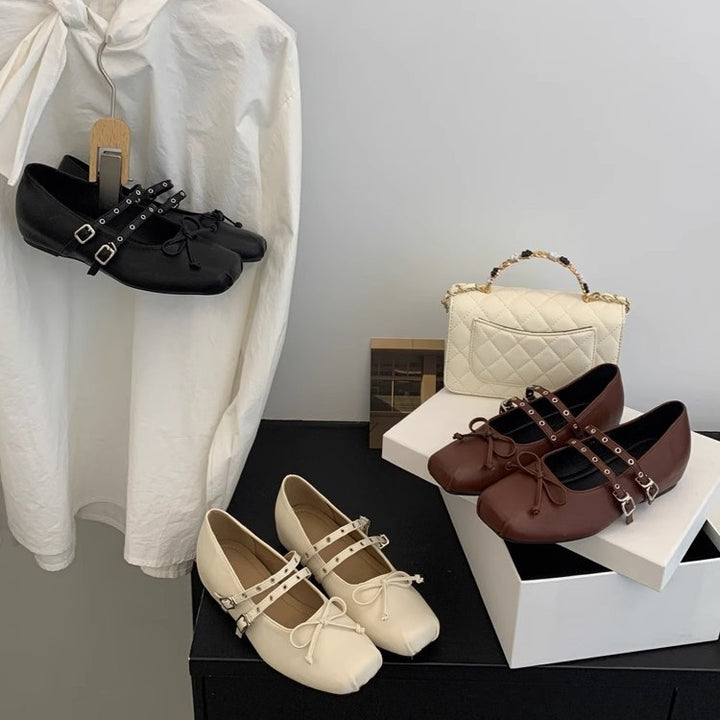 Damer elegante Mary Jane Ballerinaer med dekorative remme Stilla