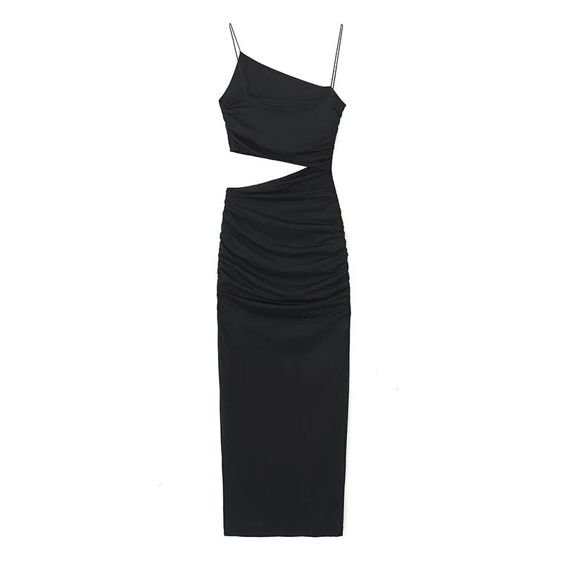 Kvinders elegante cut-out maxi kjole med asymmetrisk design og ruching Stilla