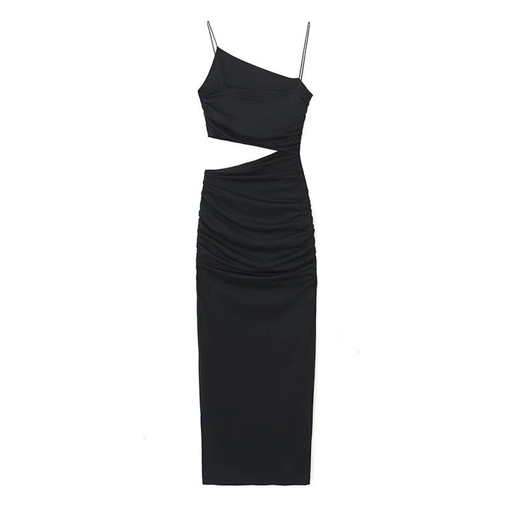 Kvinders elegante cut-out maxi kjole med asymmetrisk design og ruching Stilla