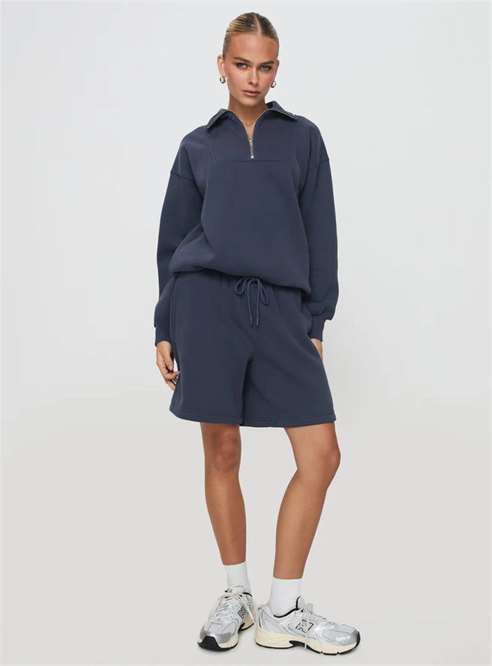 Kvindernes sporty fleece sæt med lynlås Skovae