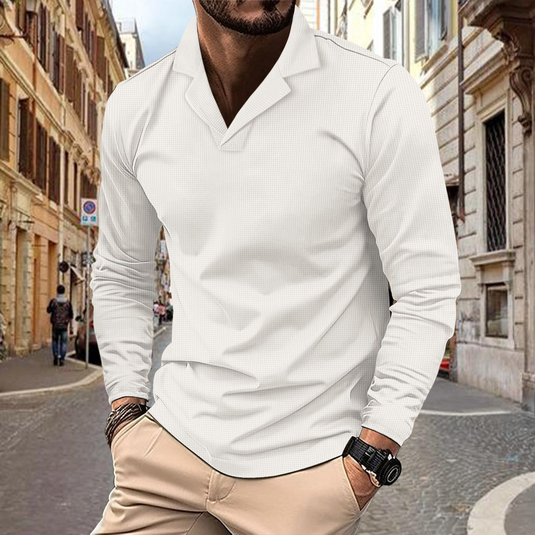 Herrer langærmet polo skjorte med struktureret design og moderne revers Stilla