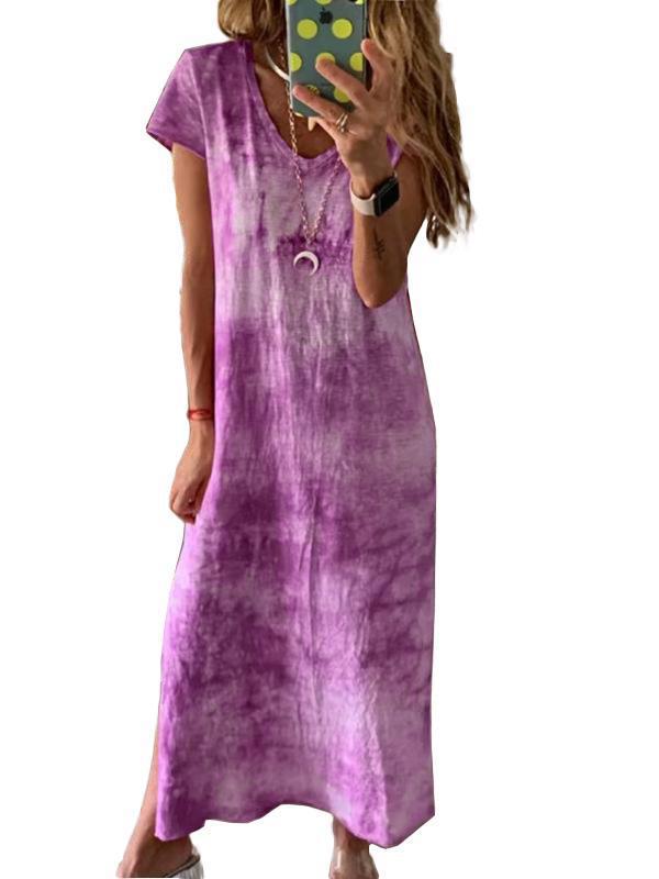 Dame maxikjole i elegant batikdesign med V-hals Stilla