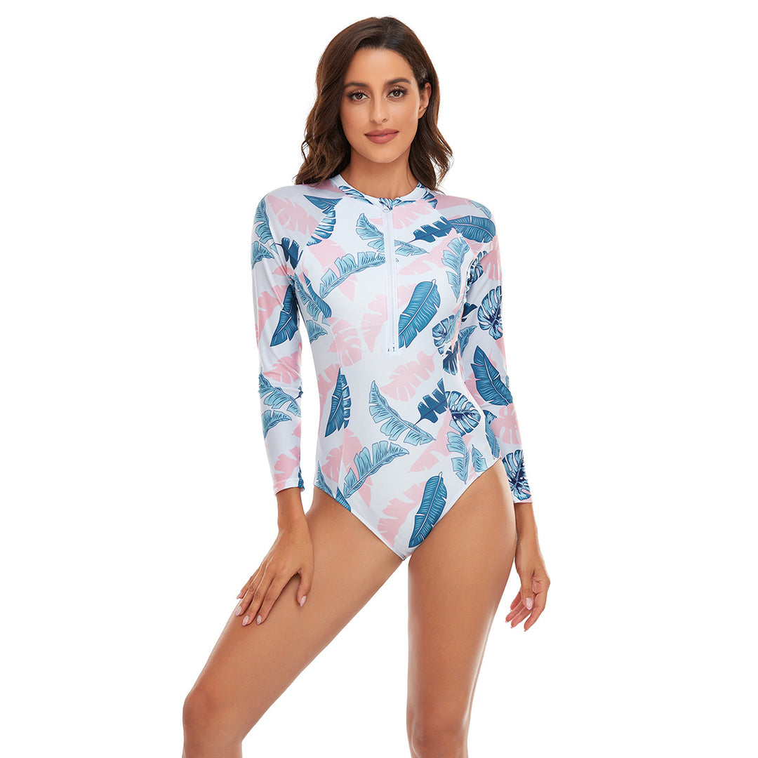 Dame Langærmet Surfdragt med blomstret design og funktionel lynlås Stilla