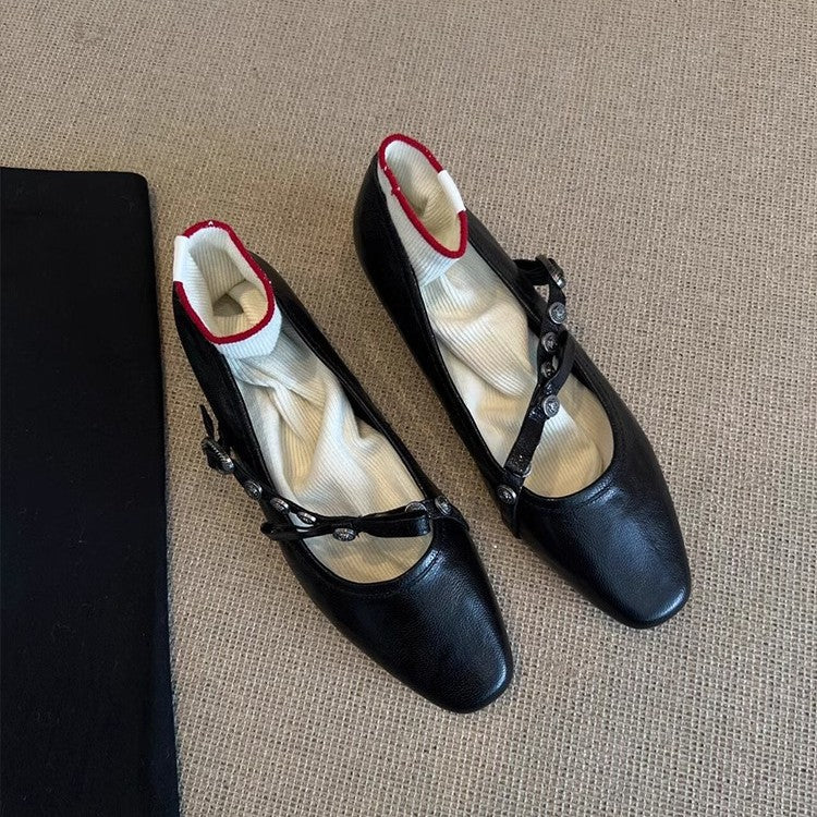 Dame Elegante Strop Ballerina Flade Sko med Dekorative Spænder Stilla