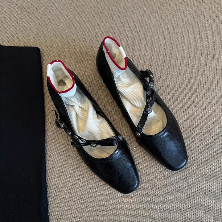 Dame Elegante Strop Ballerina Flade Sko med Dekorative Spænder Stilla