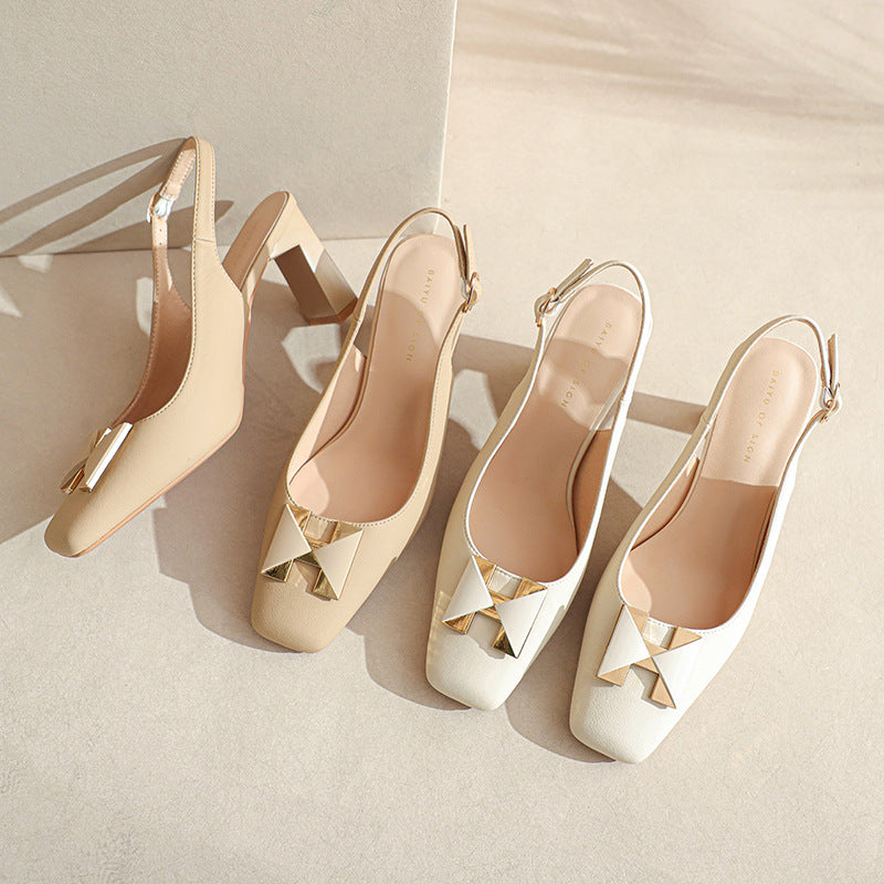 Elegante Slingback-hæle til damer med gyldne accenter Stilla