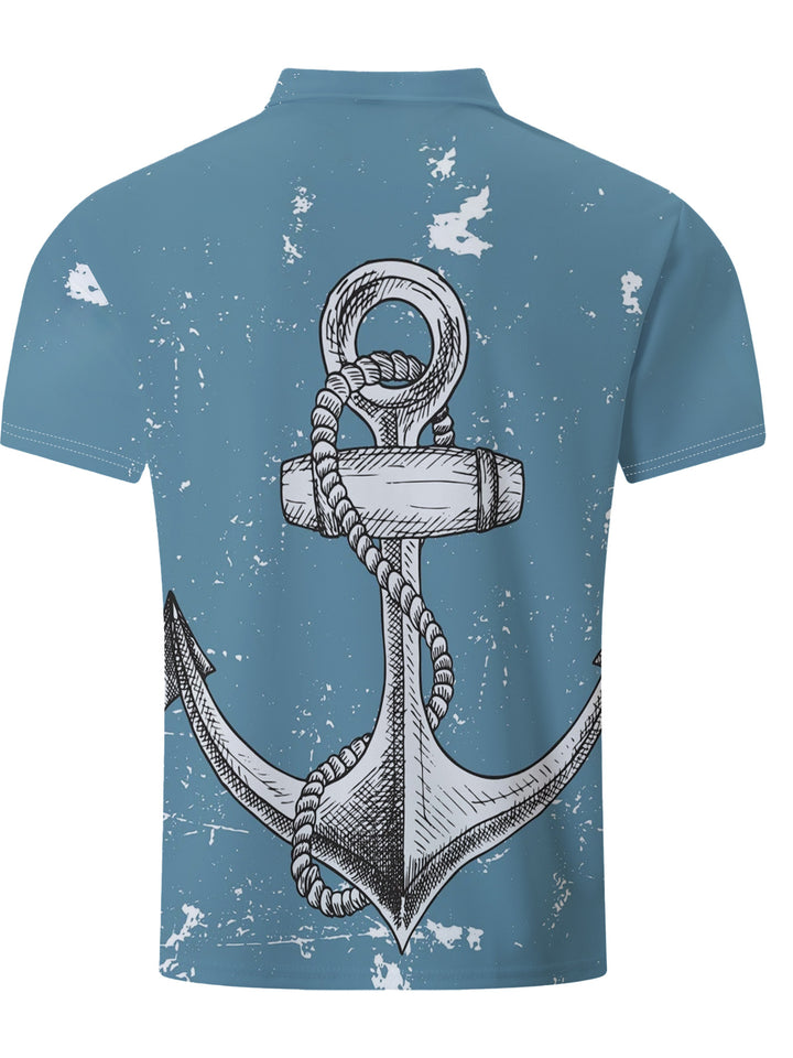 Herren T-Shirt med maritimt anker-motiv og høj kvalitets bomuldsblanding Stilla