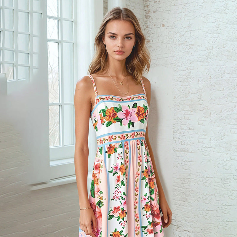 Dame maxikjole med floral design og elegant silhuet Stilla