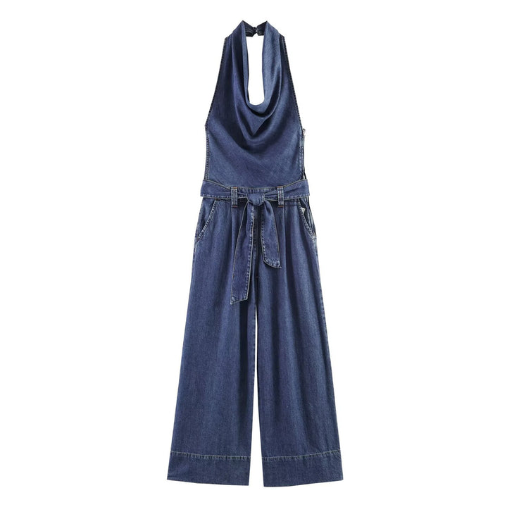 Dame jumpsuit med dyb V-udskæring og bredt ben Skovae