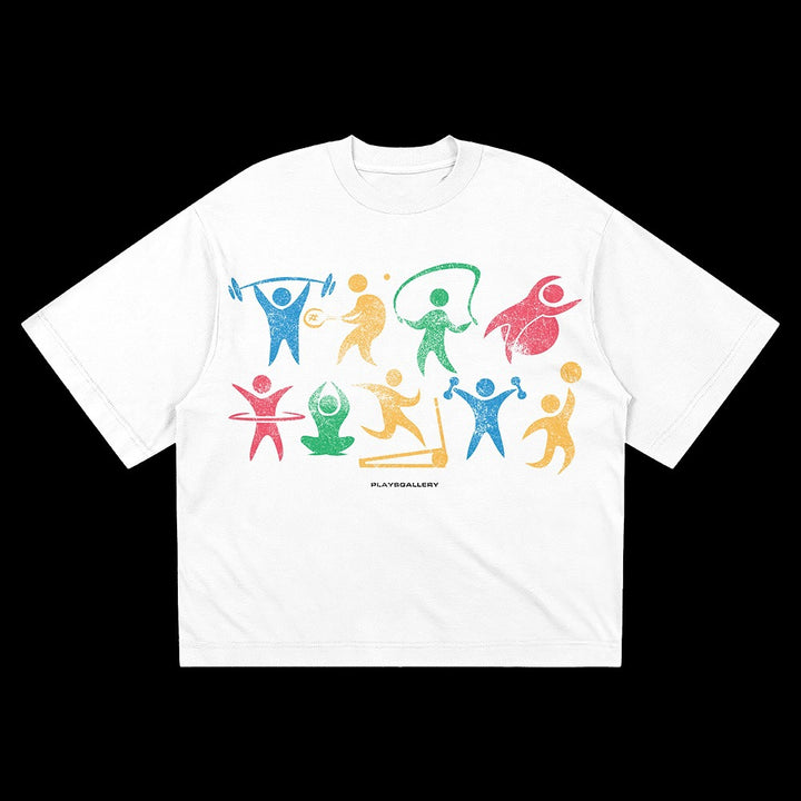 Kvinders Oversized T-Shirt med Dynamisk Sportsdesign Skovae