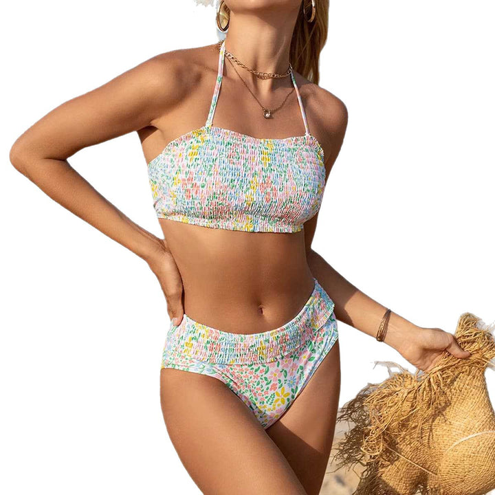 Dame Bandeau-bikini med florale detaljer Skovae