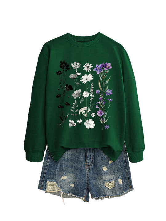 Kvinders sweatshirt med blomster grafikdesign og blødt inderfor Stilla