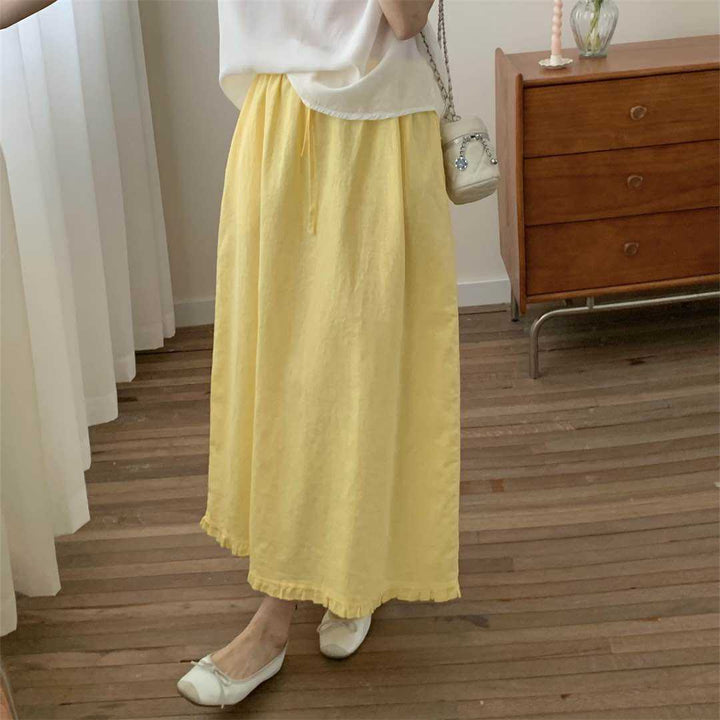 Dame Relaxed Fit Maxi Nederdel med Flæsebund Stilla