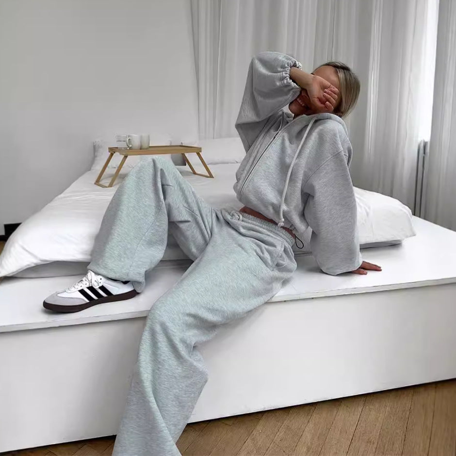 Dame casual cropped hoodie og løstsiddende bukser Stilla