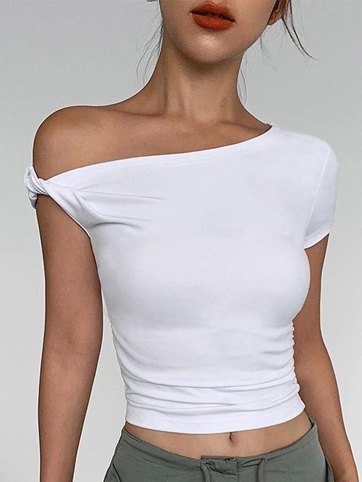 Dame Off-Shoulder Crop-Top med sidelukning Skovae