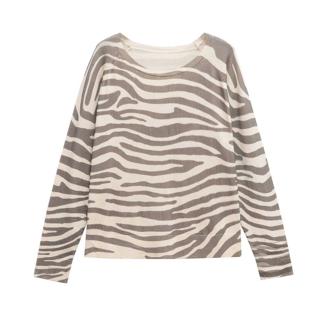 Femme Langærmet Zebra Print Top Stilla