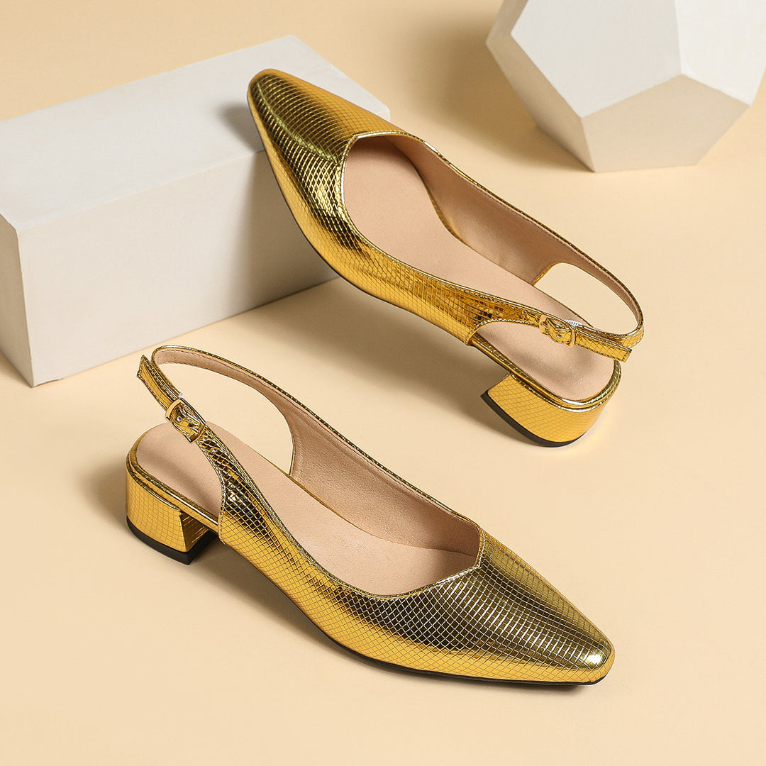 Damer elegante Slingback pumps med modeskinnende overflade Stilla