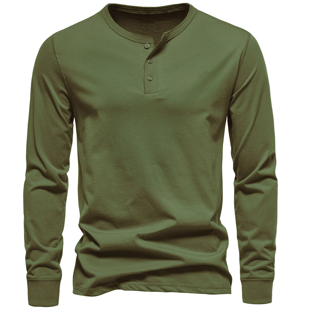 Herre Langærmet Button-Up Henley Skjorte Stilla