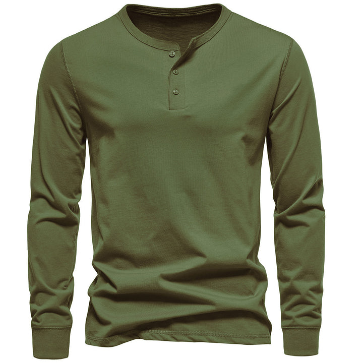 Herre Langærmet Button-Up Henley Skjorte Stilla