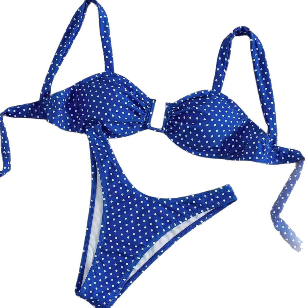 Dame bikini med polstret top og legende prikdesign Skovae