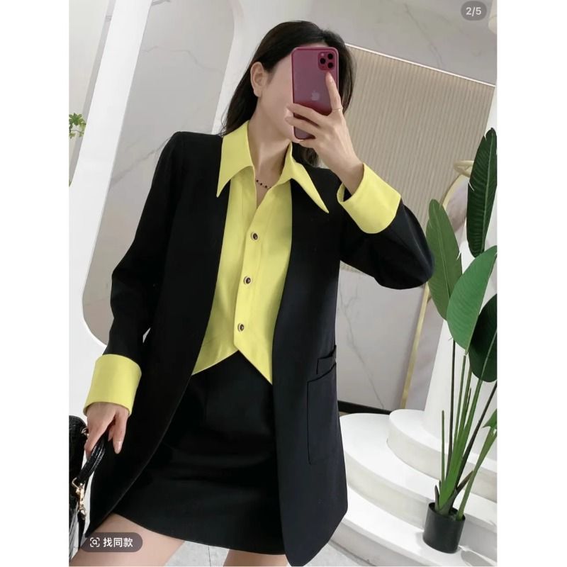 Dame elegant blazer sæt med chic krave og praktiske lommer Stilla