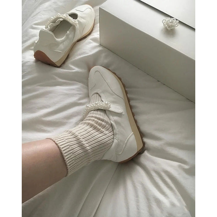 Dame Mode Læder Slippers med Perle detaljer Stilla