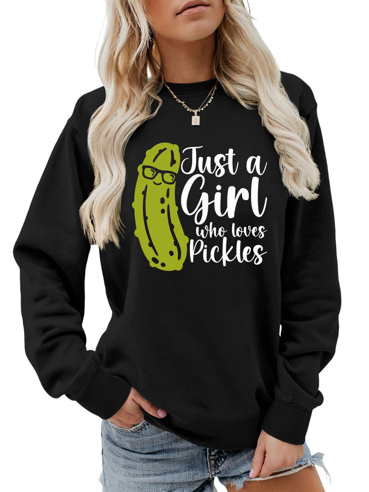 Kvinders sweatshirt med humoristisk agurkmotiv og afslappet pasform Stilla