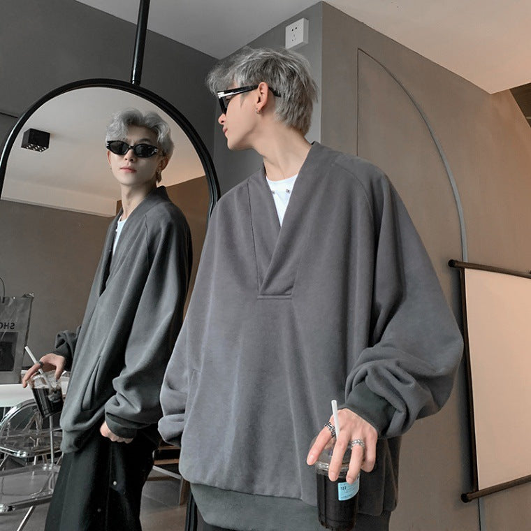 Dame komfortabel Sweatpullover med elegant V-hals og praktiske lommer Stilla